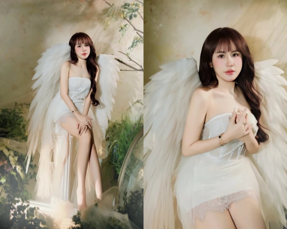 “Hot girl bi-a” Lê Tuyết Anh khoe nhan sắc với bộ cánh thiên thần