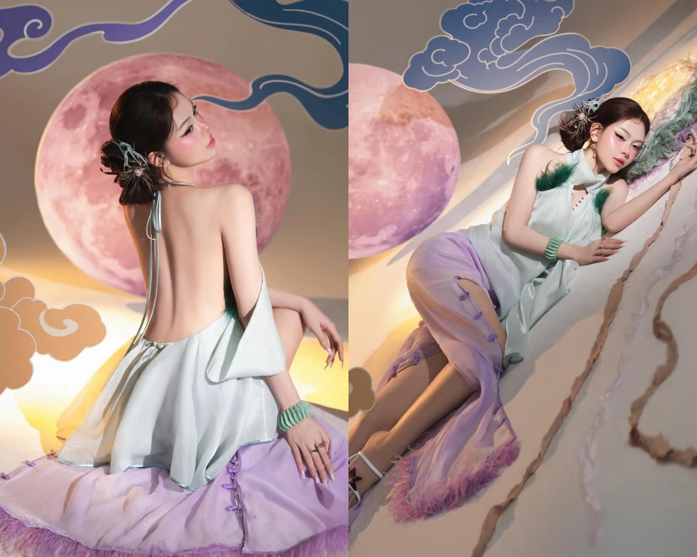 'TikToker thị phi' Hà Môi gây tranh cãi với bộ ảnh Trung thu khoe lưng trần