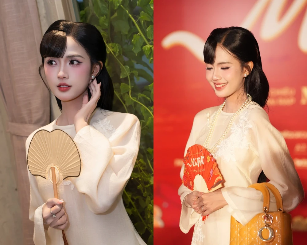 Nữ tiếp viên hàng không Gabriella Bùi dịu dàng trong áo dài