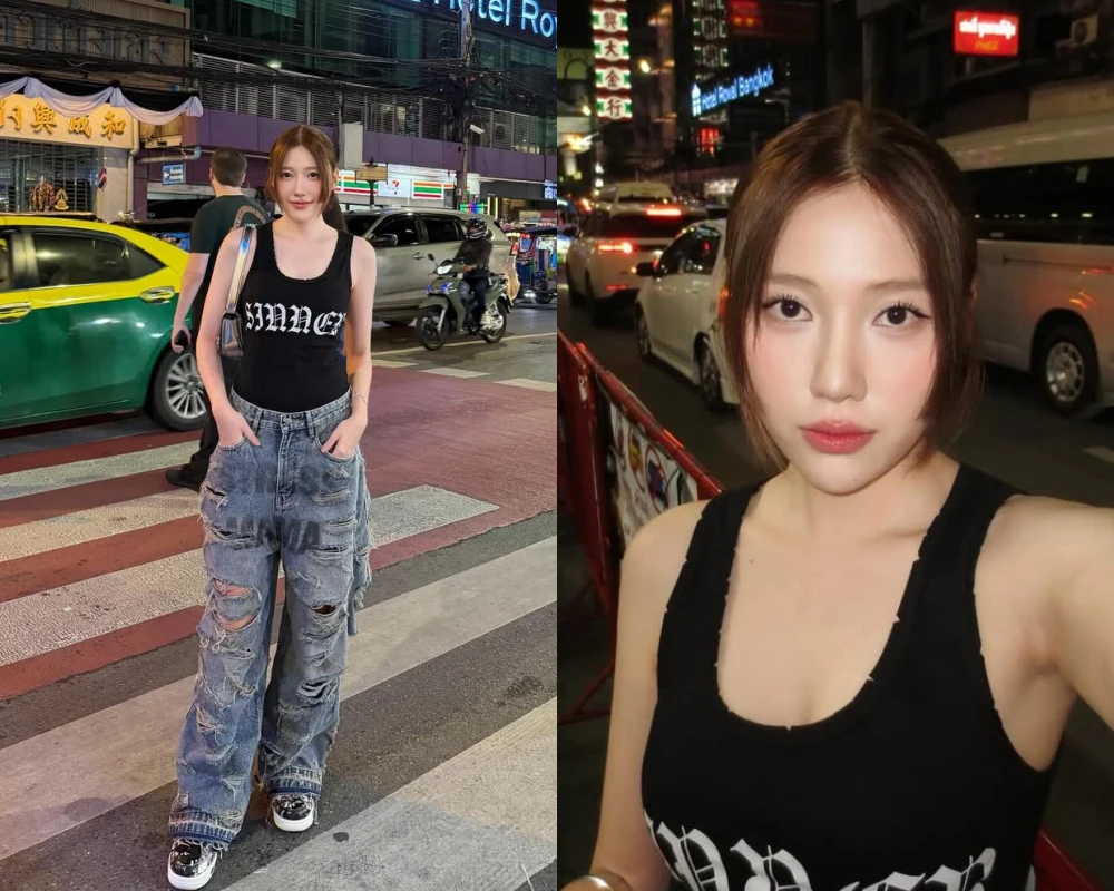 Huỳnh Uyển Ân 'lột xác' diện style bụi bặm 'quậy' tưng bừng trên phố Bangkok