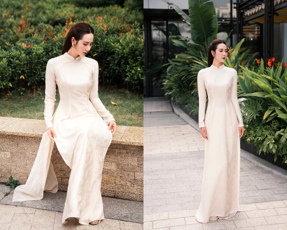 “Hot girl tuổi Ngọ” Huyền Lizzie diện áo dài truyền thống đẹp thanh tao