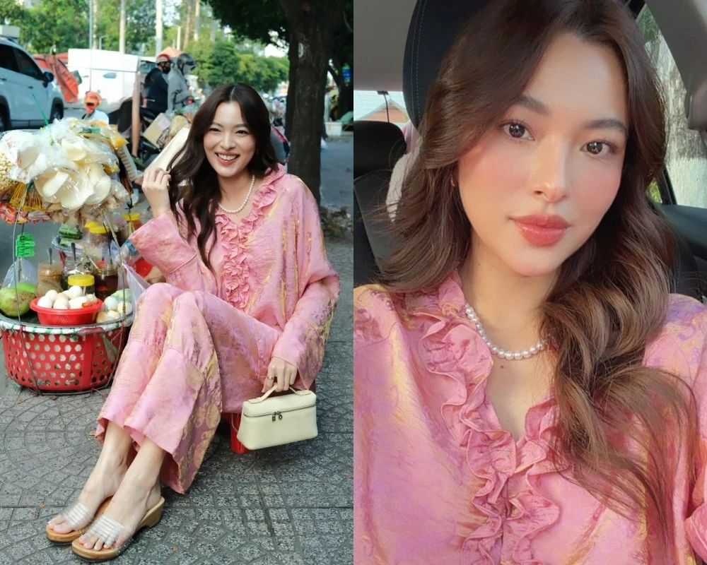 Tú Hảo ngồi ăn vỉa hè, khoe nhan sắc duyên dáng đời thường