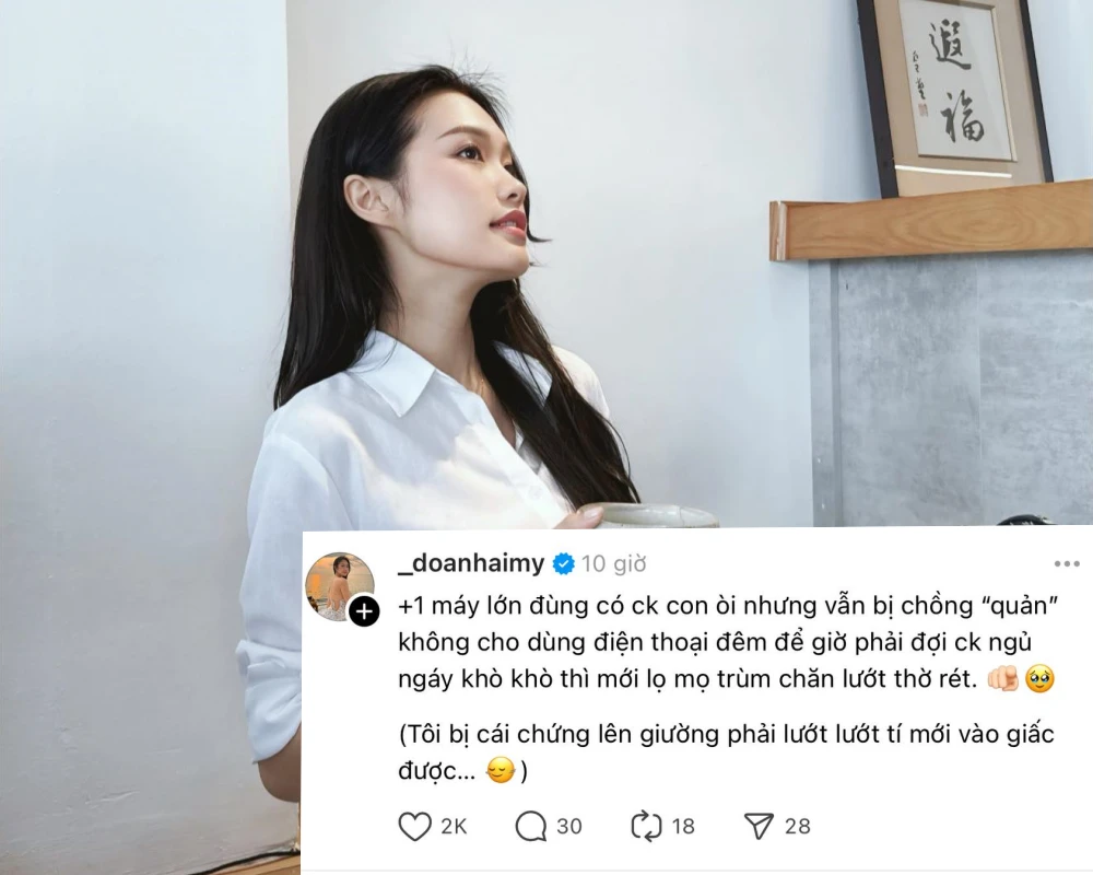 Doãn Hải My bị chồng 'nhắc nhở' vì... dùng điện thoại buổi đêm