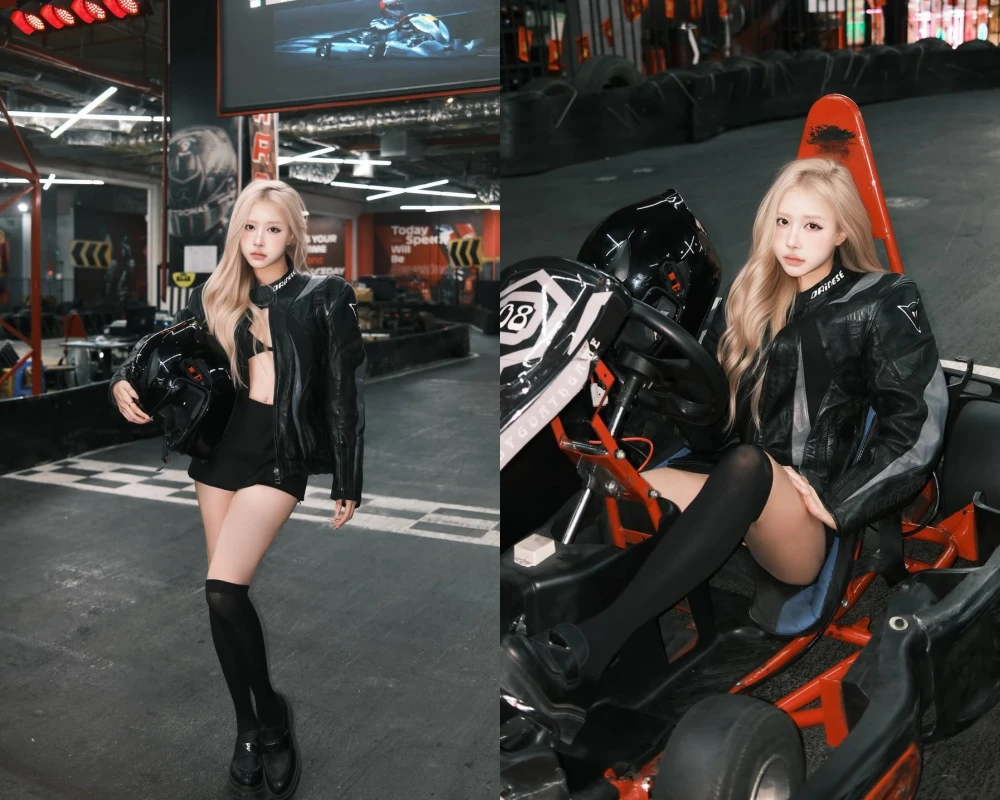 Lê Huyền Diệu khoe vóc dáng 'chuẩn Hàn', gây sốt ở trường đua xe go-kart