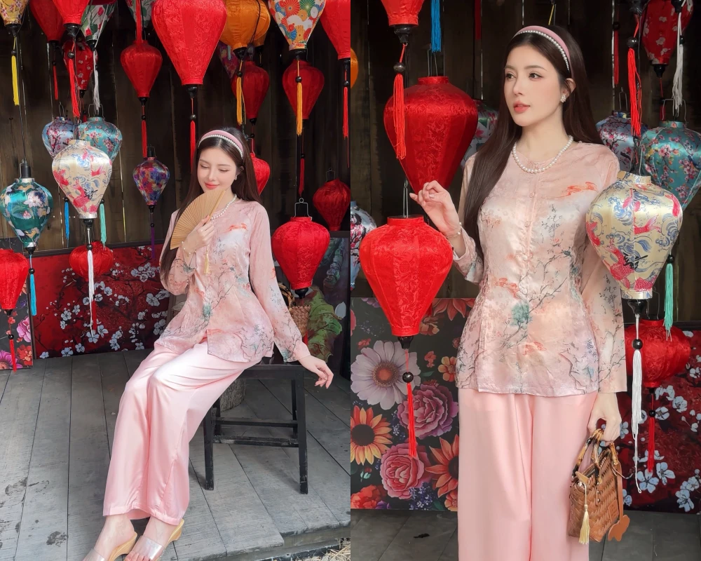 “Búp bê sống” Lilly Luta diện áo bà ba đẹp miễn chê giữa không gian đèn lồng