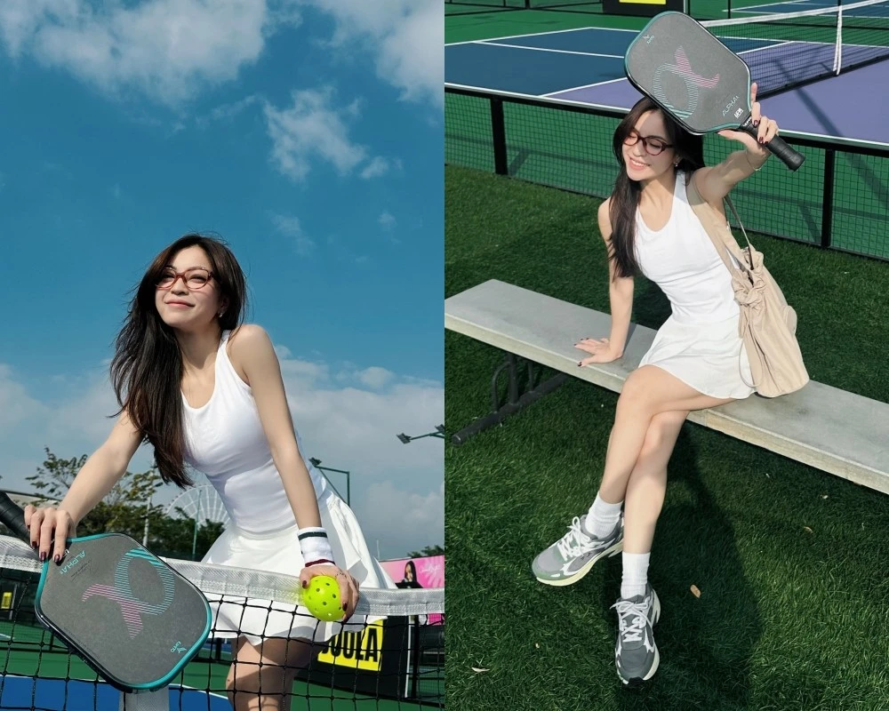 'Hot girl xứ Quảng' Nhật Lê 'trắng phát sáng' trên sân pickleball