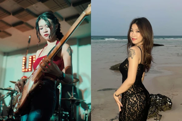 Ôm guitar điện đàn hát, gái xinh bỗng nổi tiếng khắp MXH