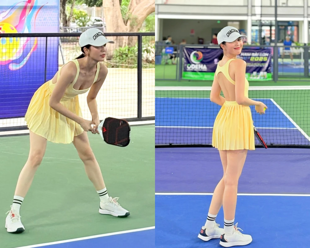 "Nữ hoàng nội y" Ngọc Trinh khoe vóc dáng thể thao trên sân Pickleball