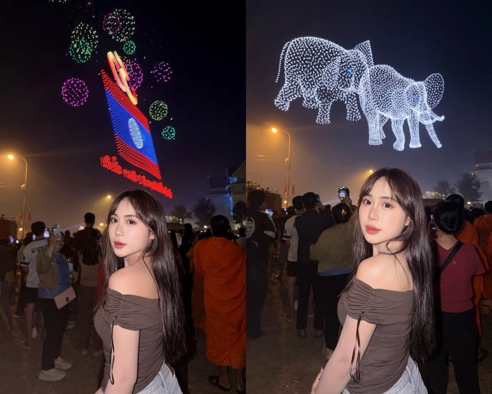 “Cô gái Lào yêu Việt Nam” khoe nhan tại Lễ kỷ niệm 50 năm Quốc khánh nước Lào