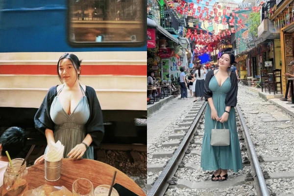 Thả dáng ở phố đường tàu Hà Nội, gái xinh sáng nhất cõi mạng