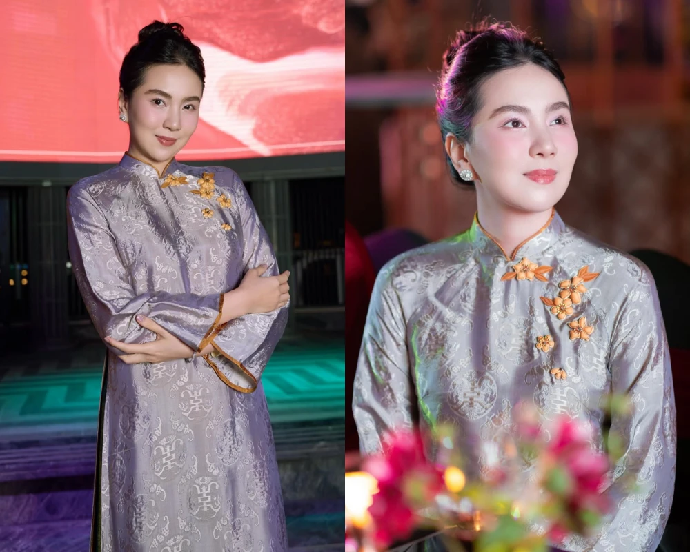 MC Mai Ngọc duyên dáng trong áo dài truyền thống tại Year End Party