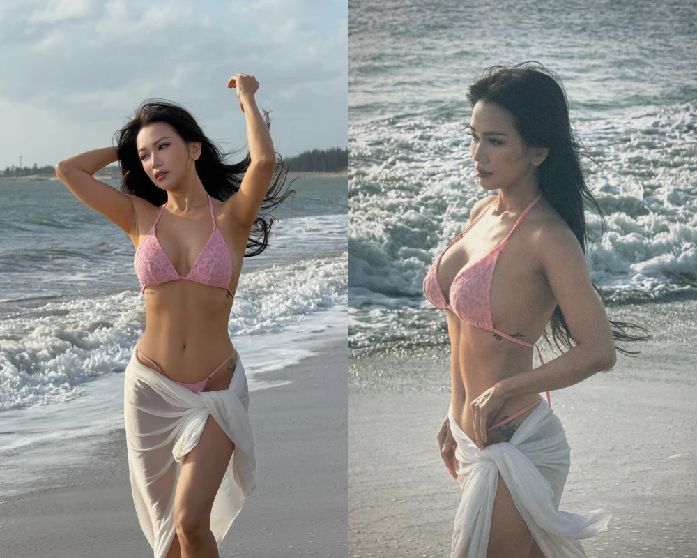 Sĩ Thanh tiếp tục “đốt mắt” netizen với bộ ảnh bikini khoe body trên biển