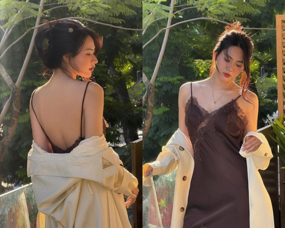 Nguyễn Minh Trang khoe trọn lưng trần gợi cảm, đẹp mong manh dưới nắng