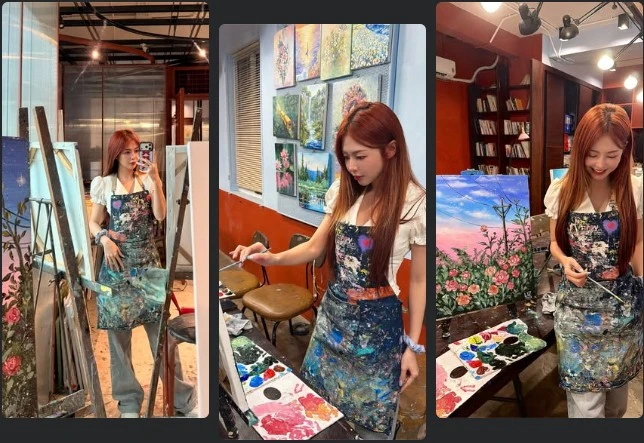 Liz Kim Cương khoe nhan sắc miễn chê khi đi workshop học vẽ