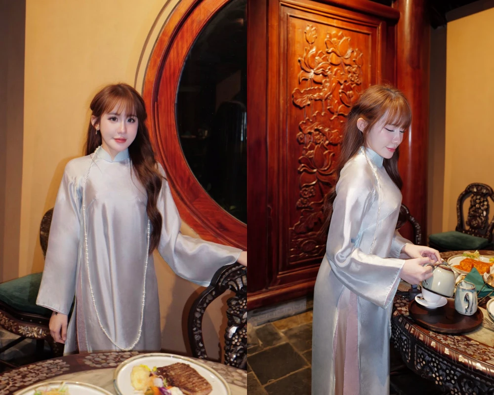 Hot girl bi-a Lê Tuyết Anh dịu dàng trong tà áo dài, khoe vẻ đẹp nền nã