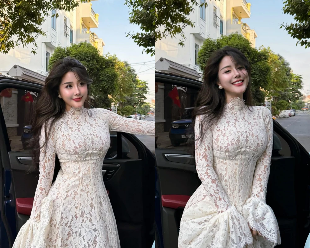 “Đệ nhất hot girl Sài thành” Võ Ngọc Trân diện váy ren đẹp miễn chê