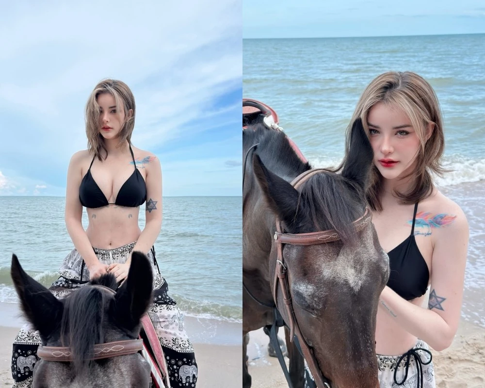 'Nữ thần tắm suối' Jessie Vard gây sốt khi khoe body bên bờ biển