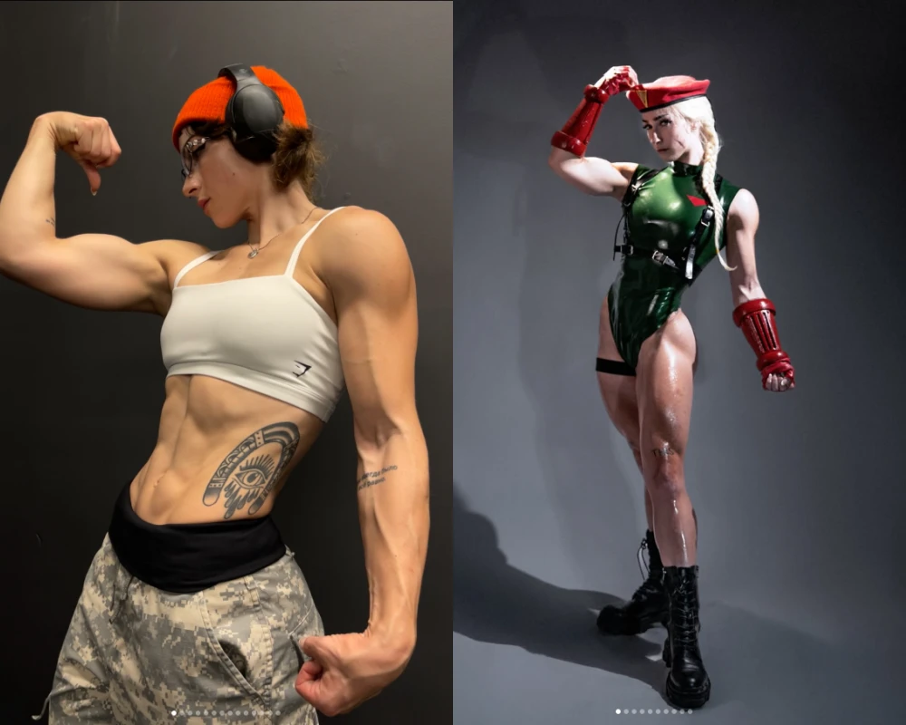 Vẻ đẹp độc đáo của cô gái mặt xinh và bắp tay cuồn cuộn