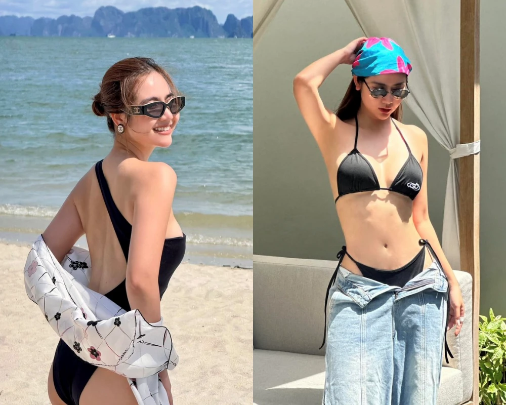 Bỏng mắt ngắm Huyền Lizzie diện áo tắm 0% mỡ thừa