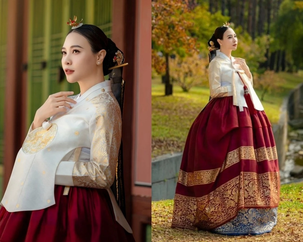 'Vợ đại gia phố núi' Cường Đô La diện Hanbok cực sang