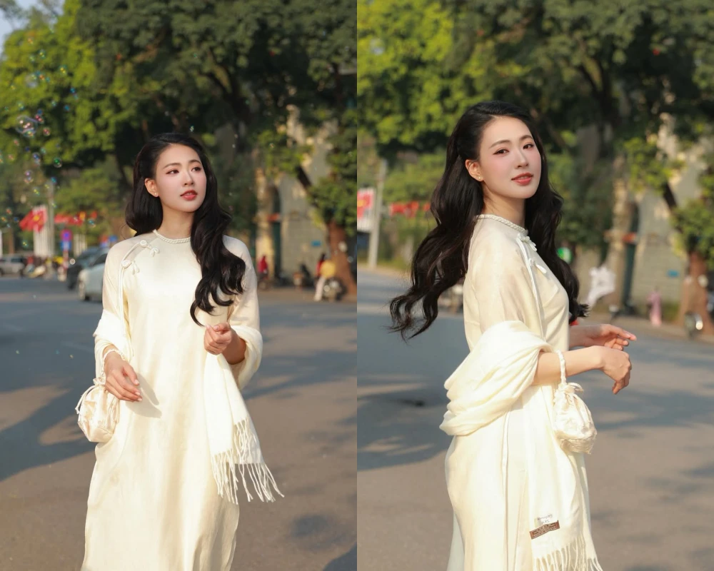 “Nàng thơ” Nguyễn Minh Trang dịu dàng trong tà áo dài bên Hồ Gươm