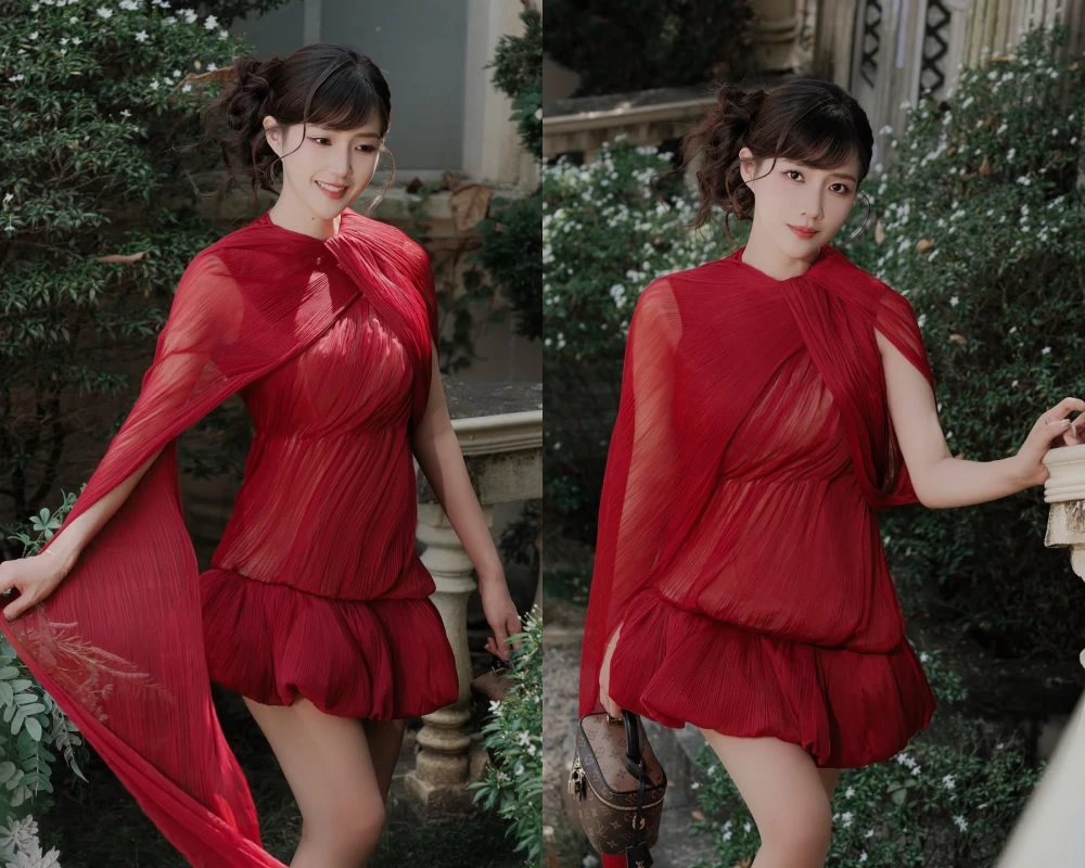 Kiều Trinh Xíu khoe sắc rực rỡ trong váy đỏ, gương mặt trẻ trung gây chú ý