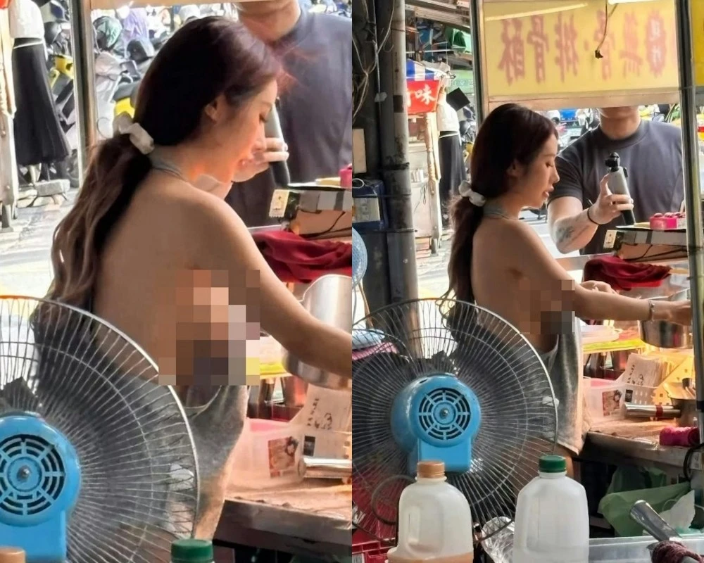 Mặc tạp dề đứng bán sườn, nàng hot girl hút khách không ngờ