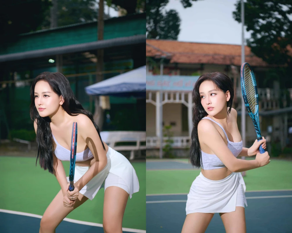 'Hoa hậu chứng khoán' Mai Phương Thúy cực quyến rũ trên sân tennis
