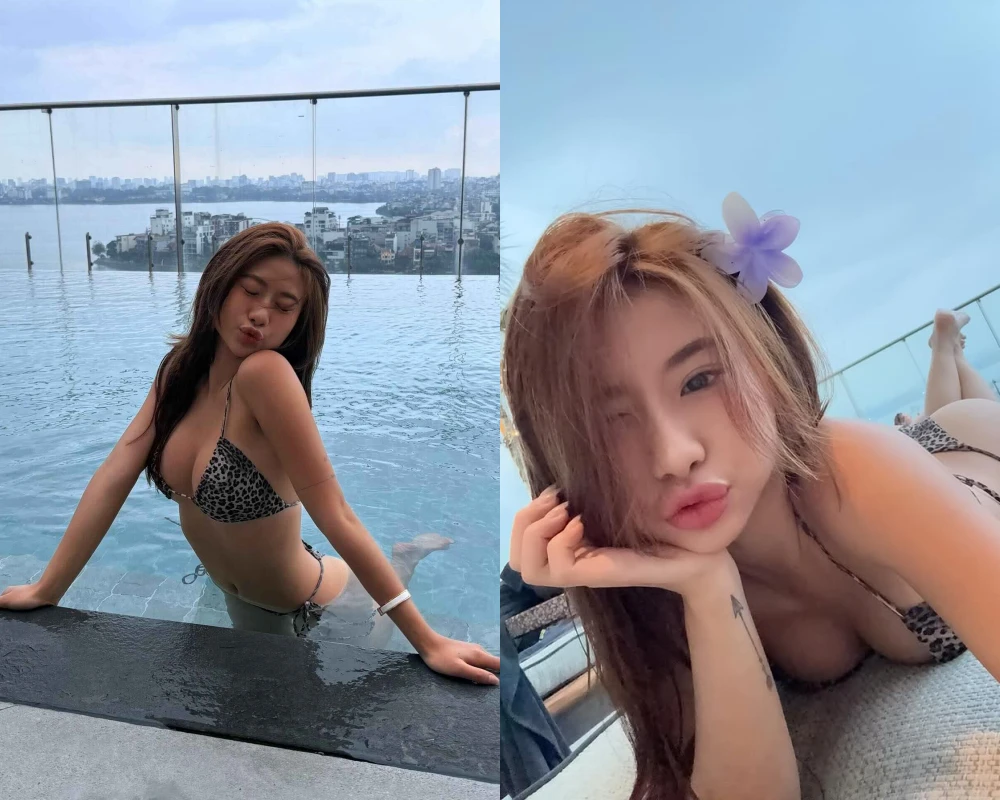 Louis Phạm gây sốt với ảnh bikini tạo dáng bên hồ bơi vô cực