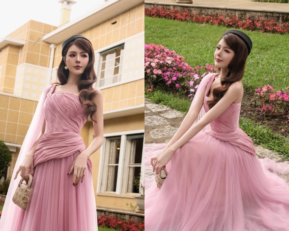 'Búp bê sống' Lilly Luta hóa công chúa với bộ váy hồng xinh xắn