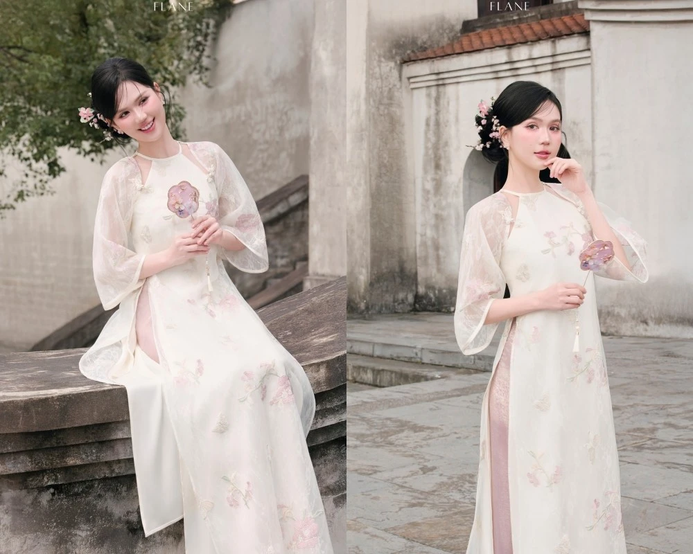 ‘Nữ hoàng nội y’ Ngọc Trinh xinh đẹp, trong veo trong tà áo dài