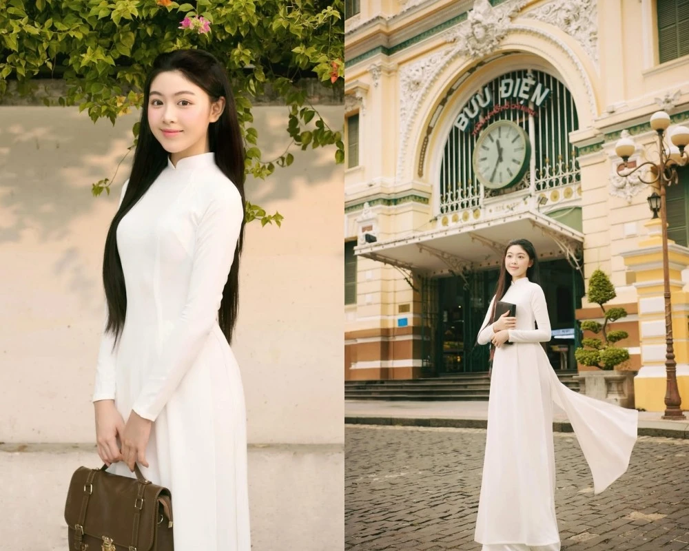 Mai Thảo Linh dịu dàng trong tà áo dài nữ sinh
