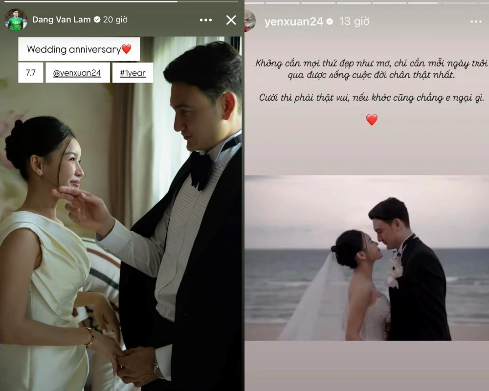 Vợ chồng thủ môn Đặng Văn Lâm kỷ niệm ngày cưới