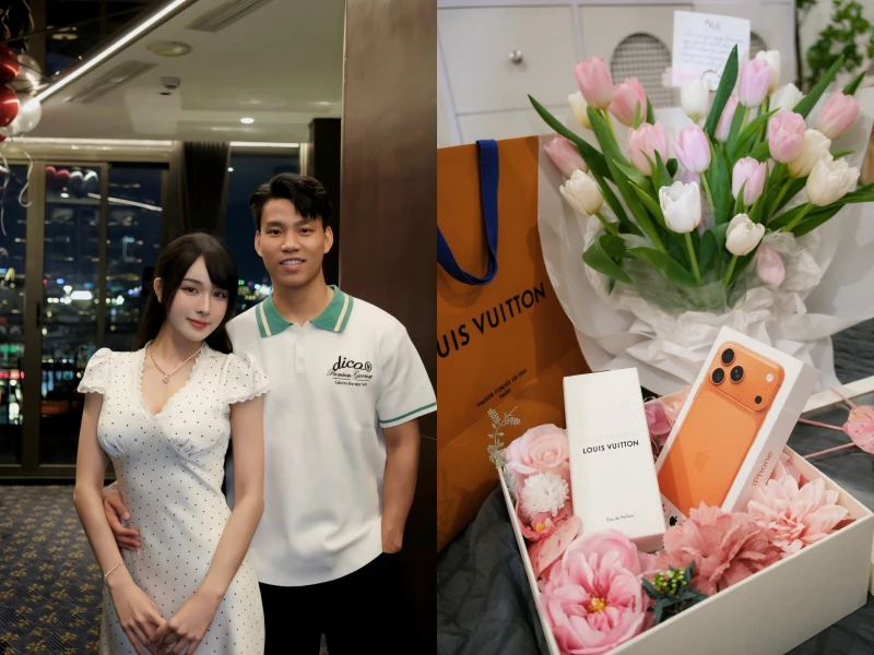 Soi quà 20/10, cầu thủ Văn Thanh tặng cho bạn gái hot girl