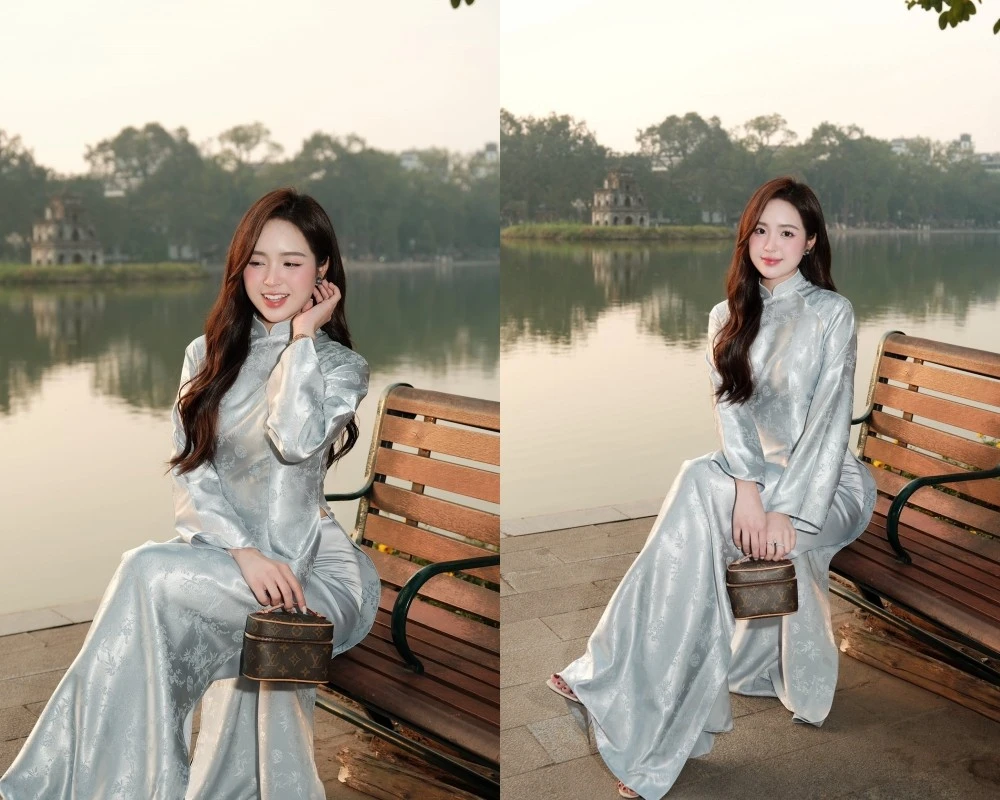 Hot girl Lê Phương Anh đẹp đến “nín thở” khi diện áo dài xuống phố