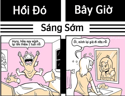 Thú vị bộ tranh vẽ “Sinh nhật - Ngày ấy và bây giờ“