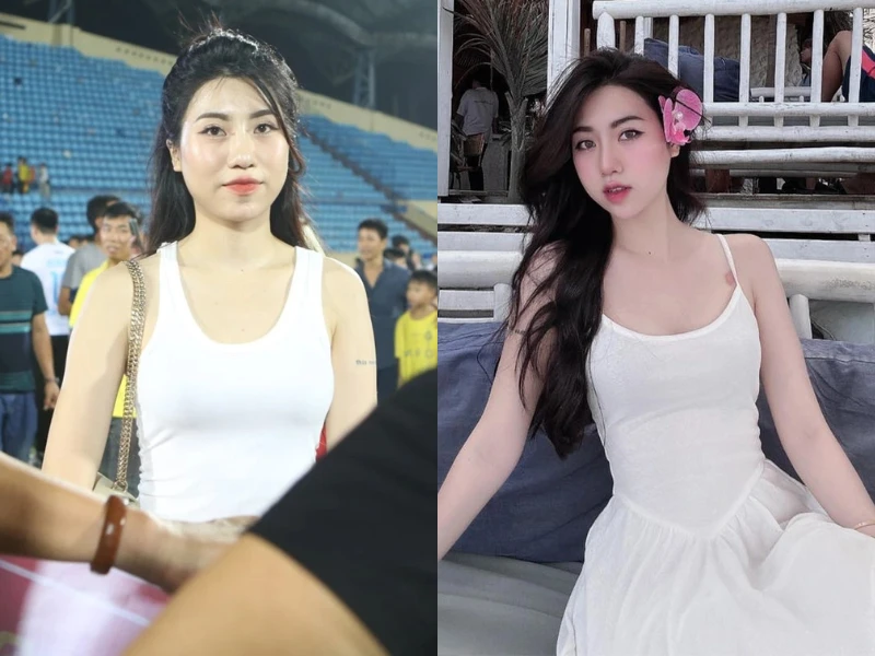 Cổ vũ anh trai, em gái Văn Toàn trắng phát sáng hút ánh nhìn