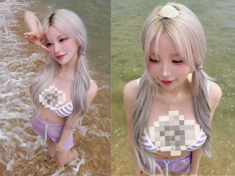 Hot girl tóc bạch kim xứ Hàn xinh như búp bê, body cực phẩm