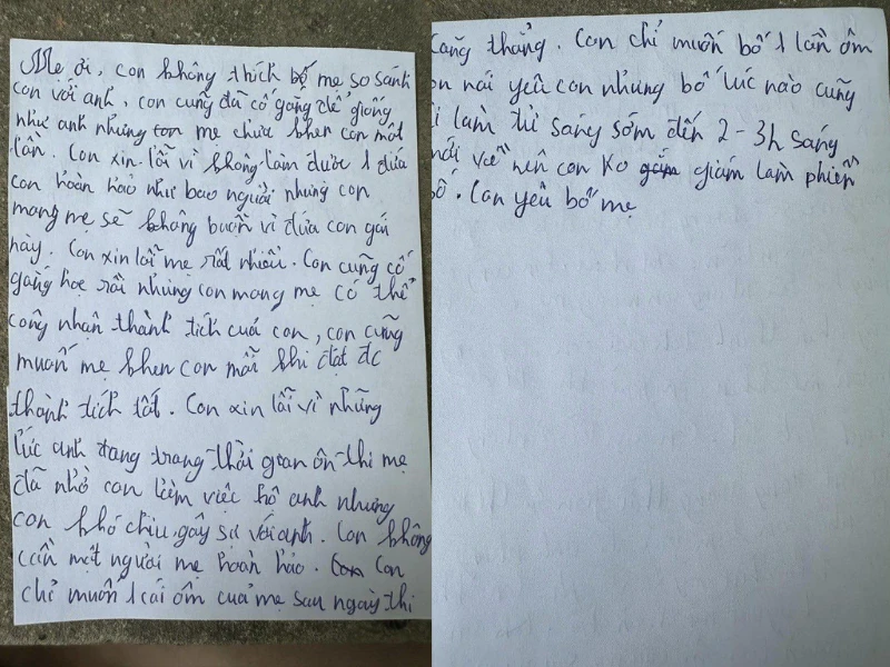 Giật mình trước tâm thư xúc động của em bé cho bố mẹ