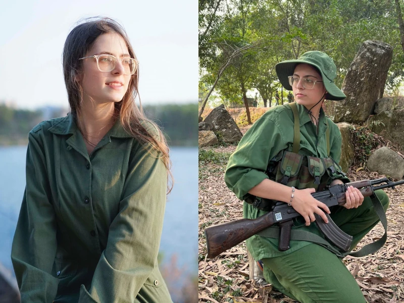 Nữ sinh người Nga gây sốt khi học giáo dục Quốc phòng ở Việt Nam