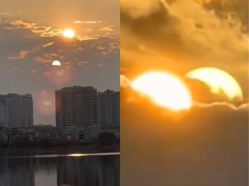 Kỳ lạ 2 mặt trời xuất hiện trên bầu trời Hà Nội
