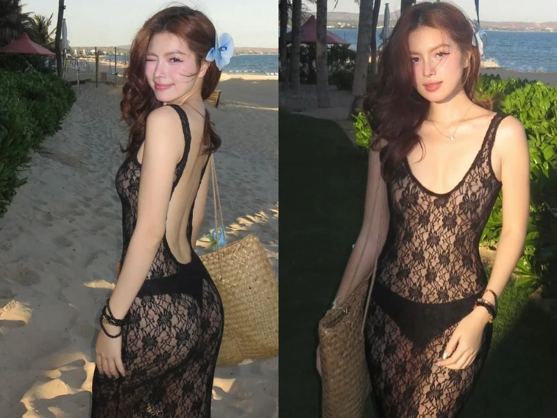 Bạn gái tiền đạo Minh Bình mặc đồ ren xuyên thấu đốt mắt netizen