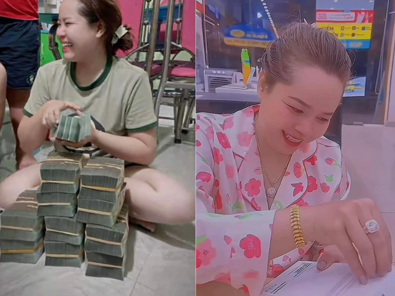 Chị gái đang bán hàng thì tự nhiên dò số trúng độc đắc