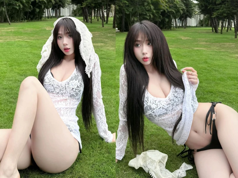Hot Tiktoker “trà xanh” diện bikini khoe vòng 3 căng mẩy trên bãi cỏ