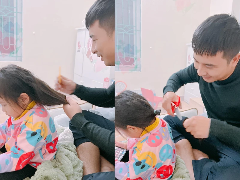 Mẹ yên tâm giao bố cắt tóc cho con và cái kết