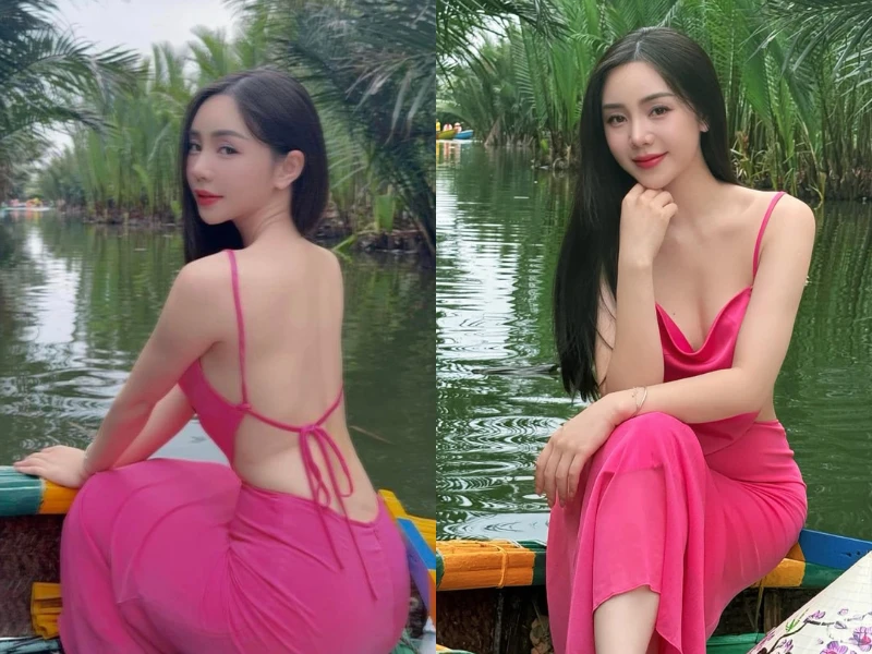 Hot girl "Kem xôi TV" diện váy cắt xẻ táo bạo, khoe lưng trần