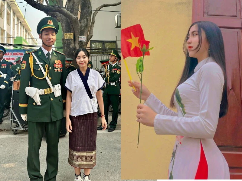 Nhan sắc hot girl Lào đến Điện Biên, chụp ảnh cùng bộ đội Việt