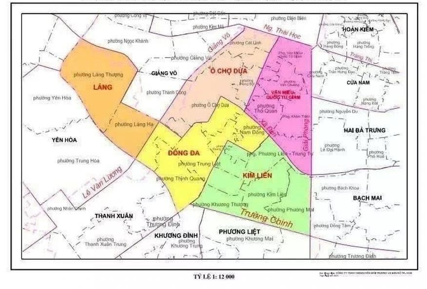 Bản đồ hành chính quận Đống Đa sau sắp xếp (ảnh minh họa)