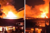 Nhà hàng hải sản ở TP Dĩ An bốc cháy dữ dội trong đêm