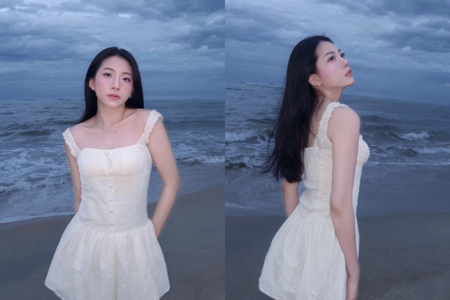 "Nàng thơ Sài thành" khoe dáng ngọt ngào trên bãi biển
